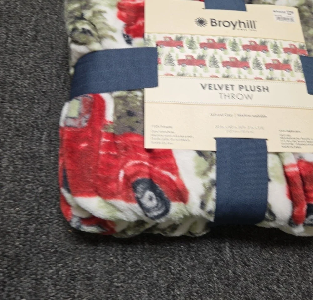 Broyhill Red Vintage Truck Velvet Plush Throw 50